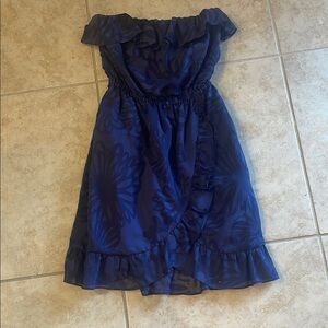 Lily Pulitzer Blue ruffled Floral mini Dress Small